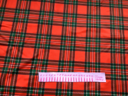 Kazovka Teplákovina prémiová počesaná  TARTAN ČERVENÝ - světlé čáry