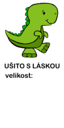 Štítek na oblečení ZELENÝ DINOSAURUS - ušito s láskou