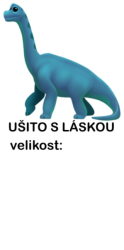 Štítek na oblečení MODRÝ DINO - ušito s láskou 